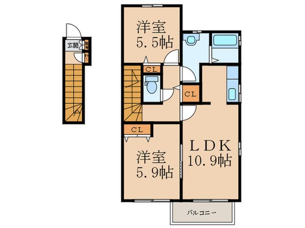 シャ－メゾン朽網Ｃの物件間取画像